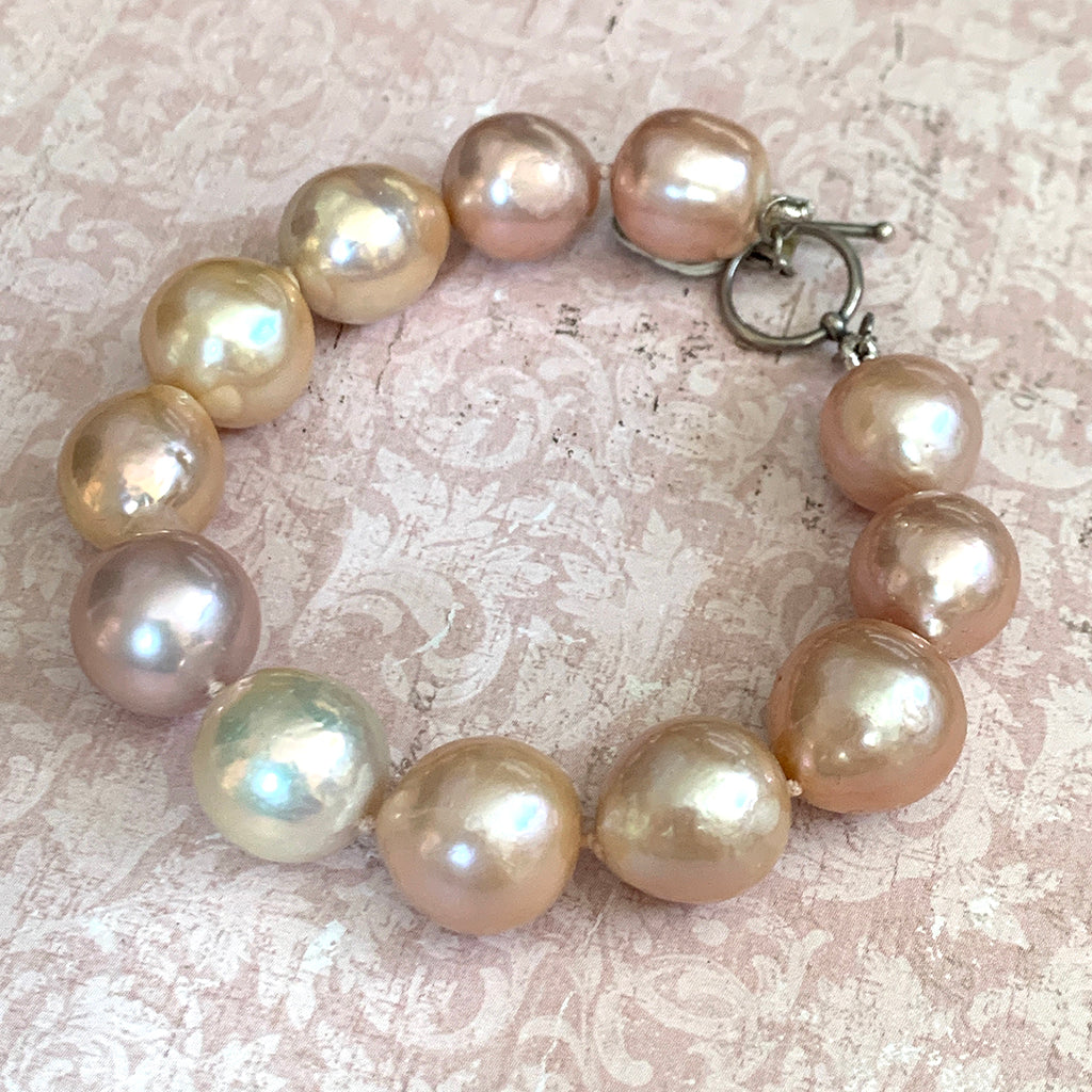 Extra Large Pink Baroque Pearl Bracelet