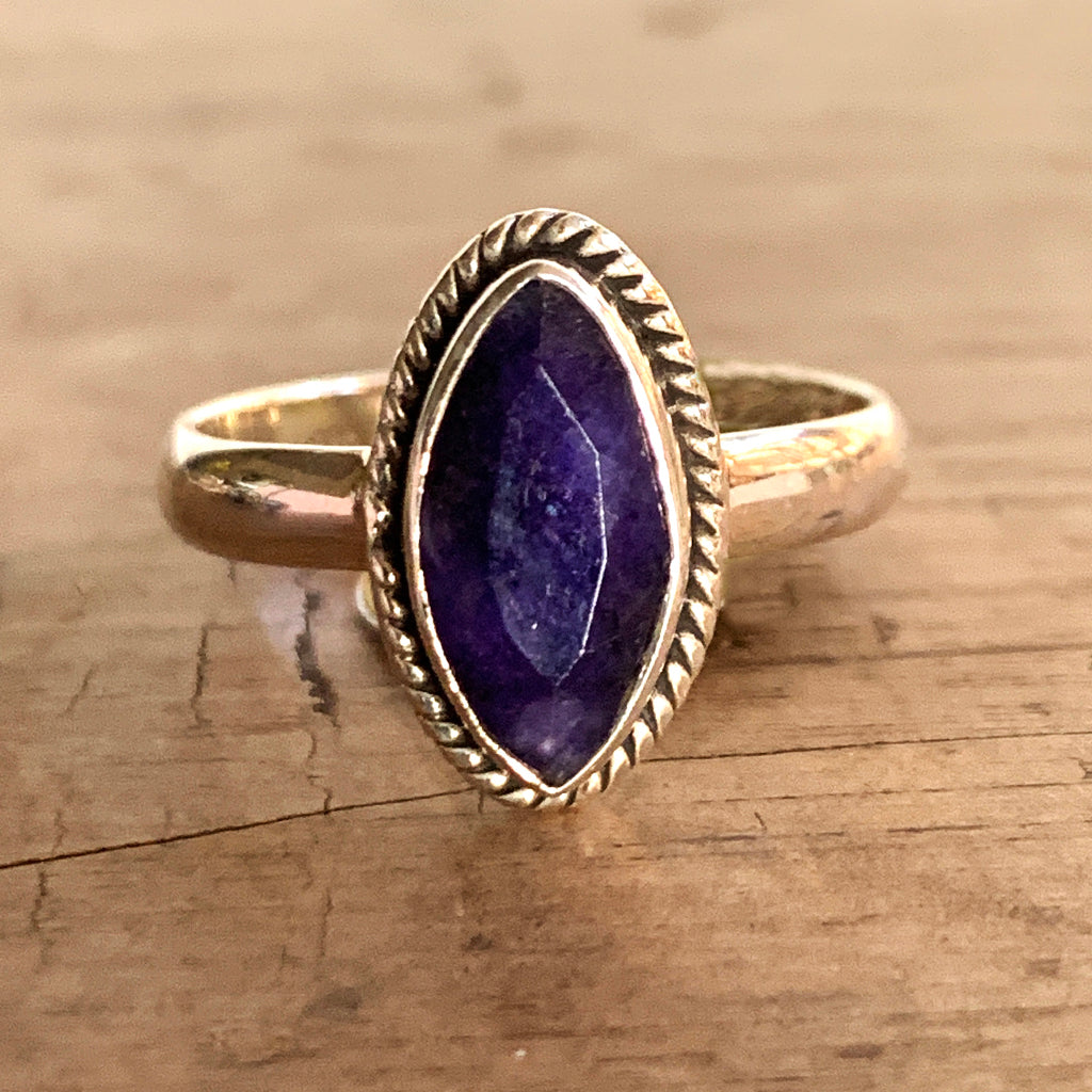 Marquise Cut Sapphire in Silver Ring