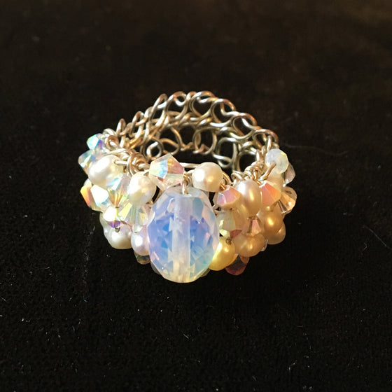 Pearl Encrusted Opalite Ring