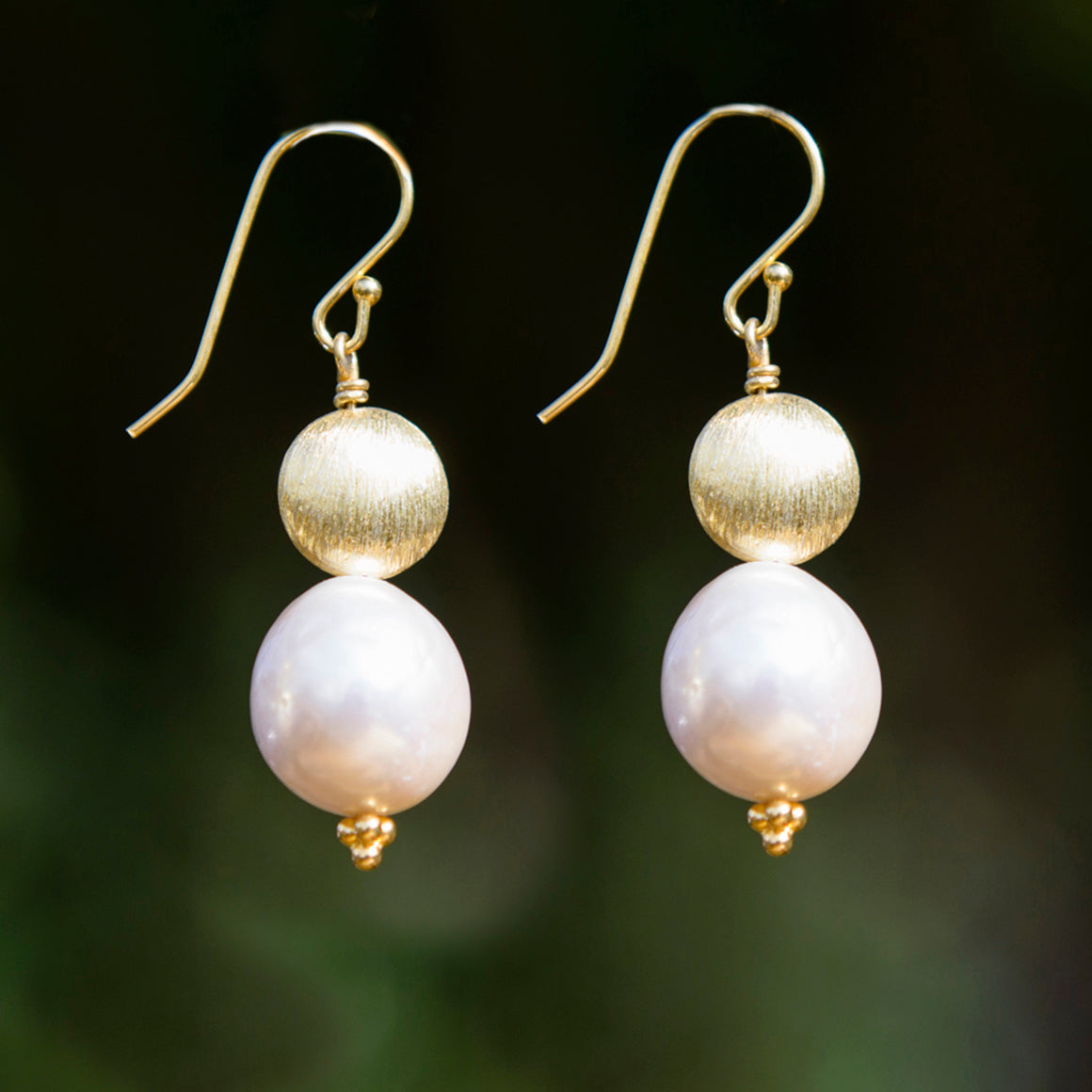 Large Pearl & Gold Earrings