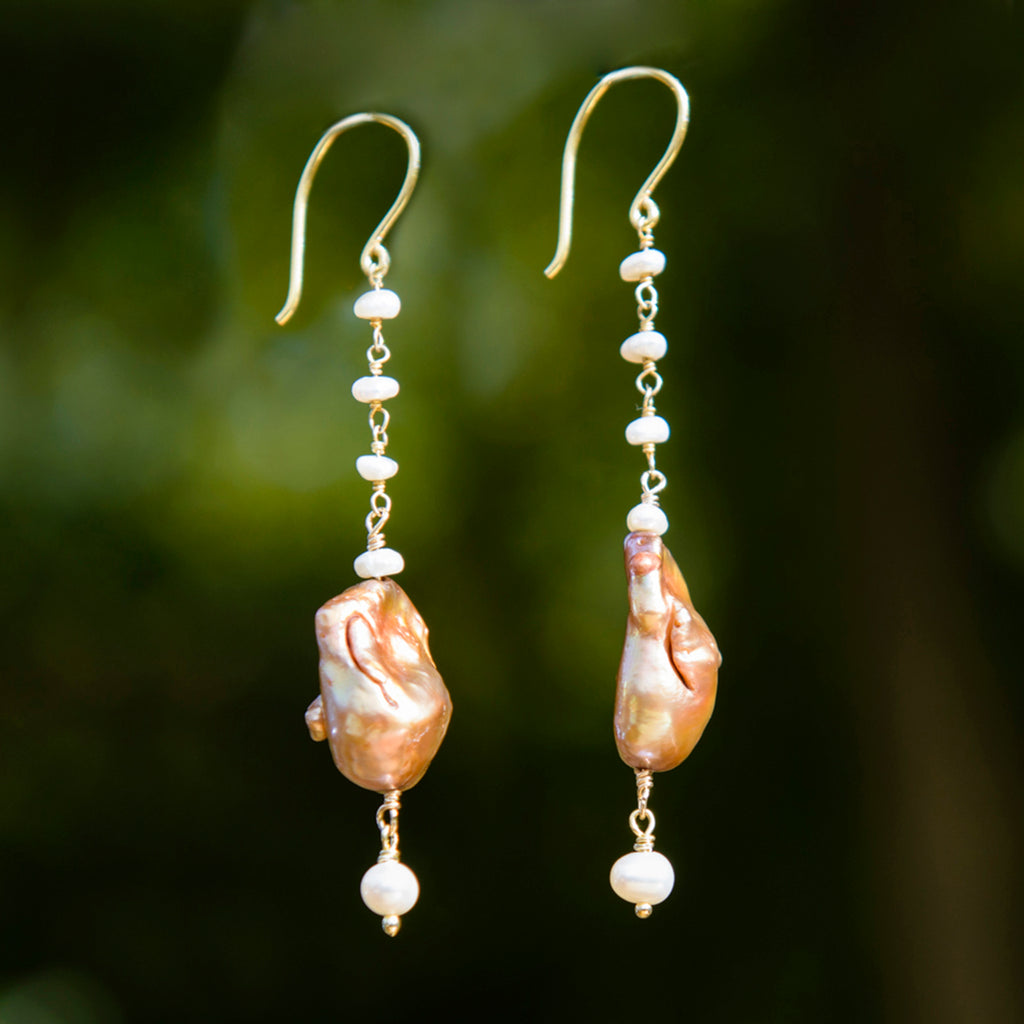 Champagne Baroque Pearl Earrings