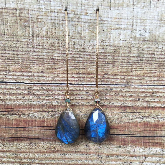 Labradorite, AAA Quality, Arc Earrings