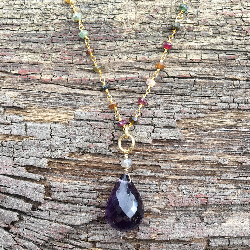 Amathyst and Multi Gem Necklace