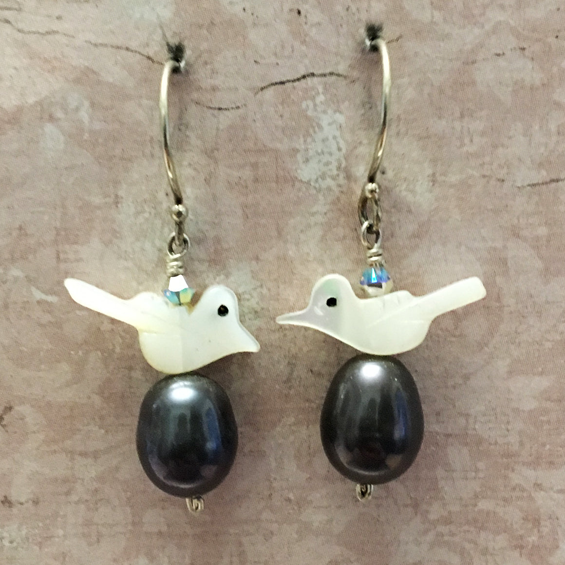 Bird and Pearl Earrings