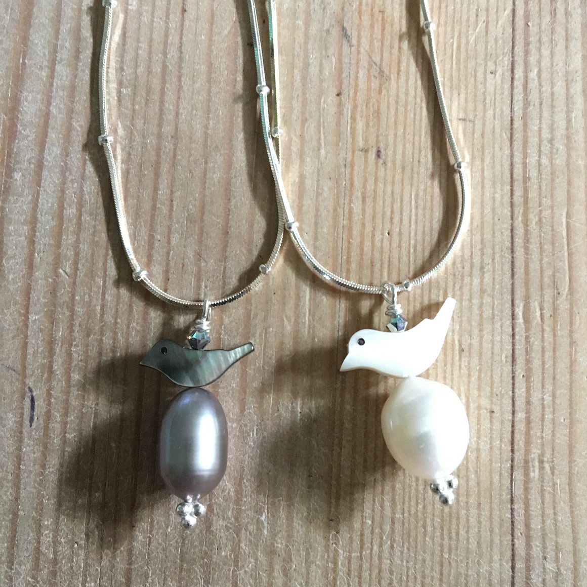 Bird and Pearl Necklace