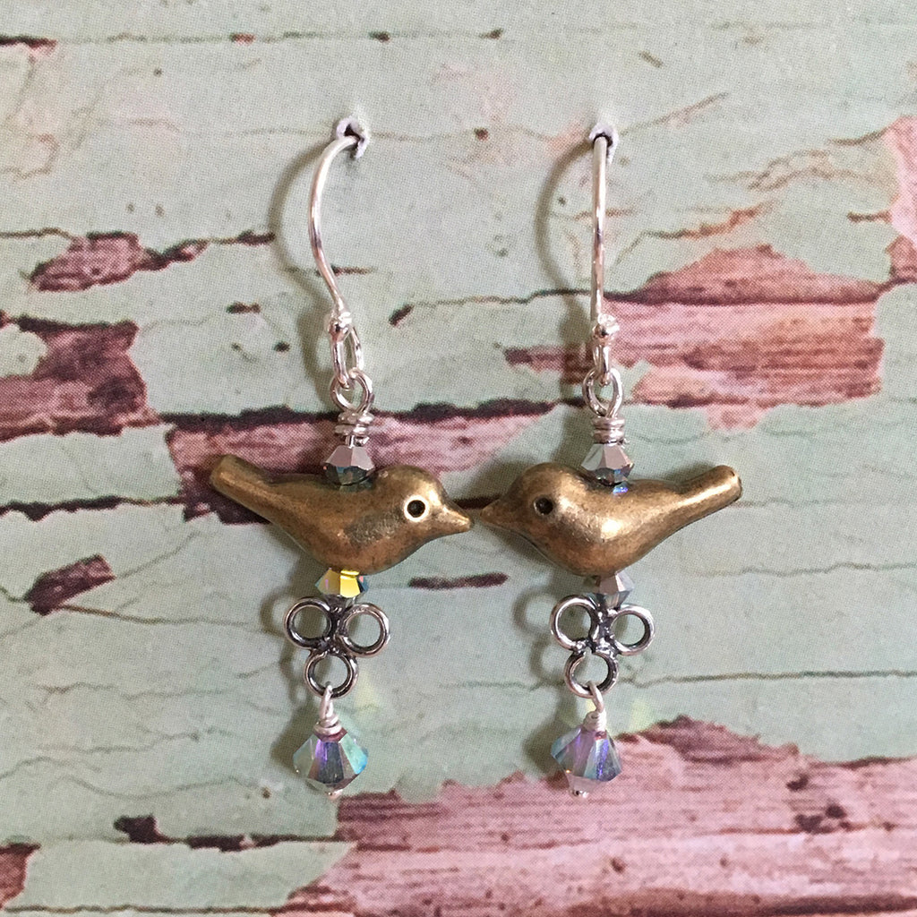 Brass Bird Earrings