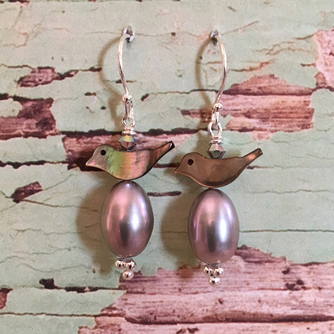 Bird and Pearl Earrings