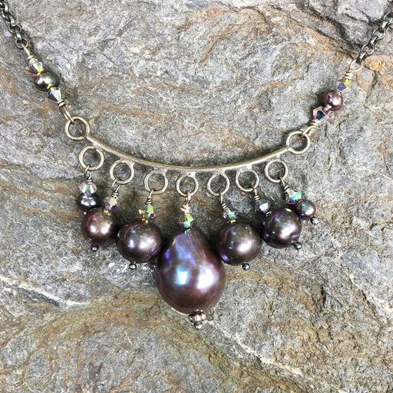 Crescent of Dark Pearls Necklace