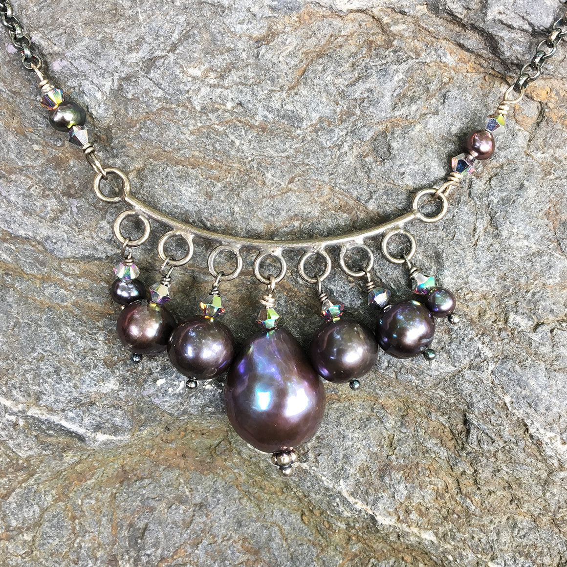 Crescent of Dark Pearls Necklace