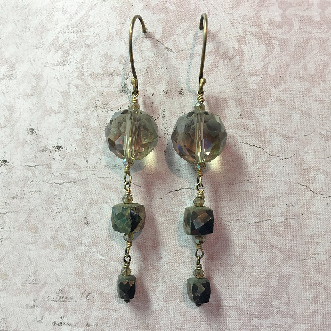 Crystal and Pyrites Earrings