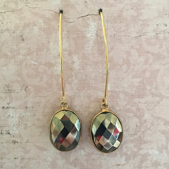 Faceted Pyrites Arc Earrings