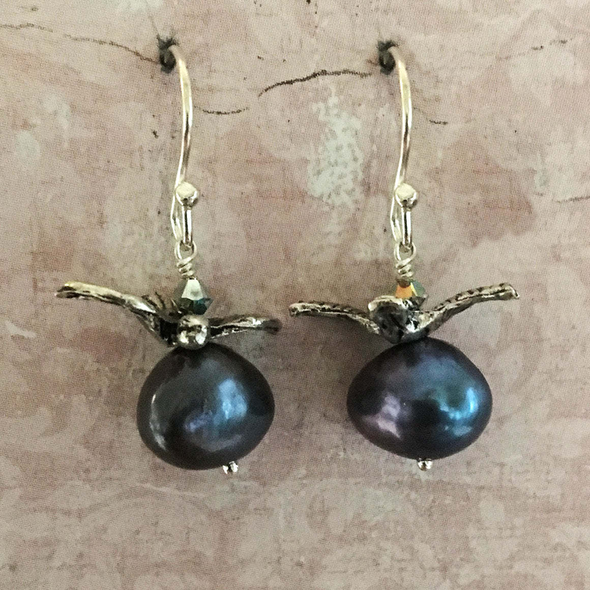 Flying Bird and Pearl Earrings