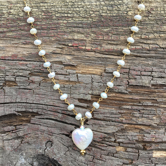 Freshwater Pearl Heart Necklace