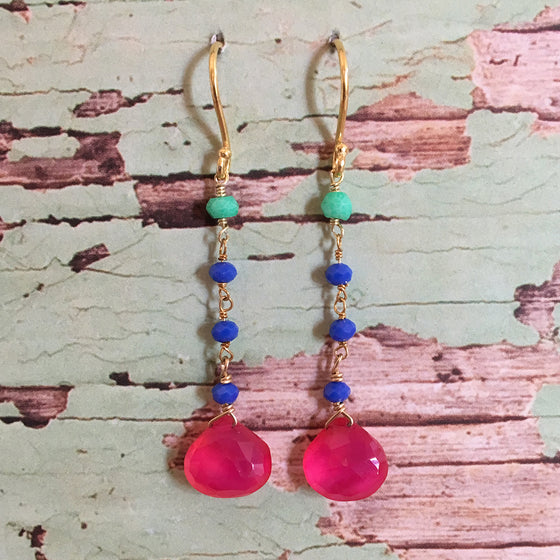 Fuchsia Agate Earrings