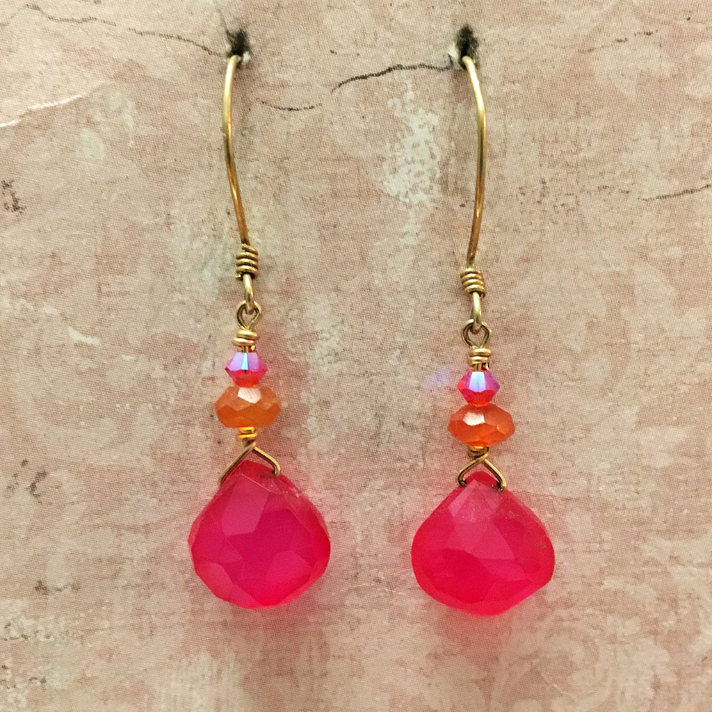 Fuchsia Agate and Carnelian Earrings