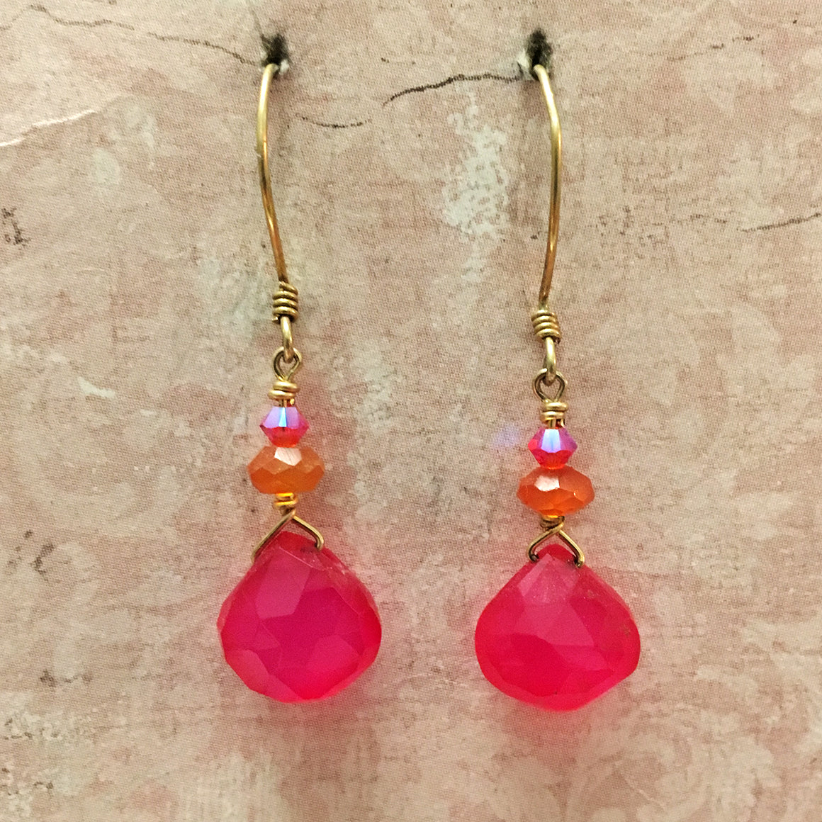 Fuchsia Agate and Carnelian Earrings