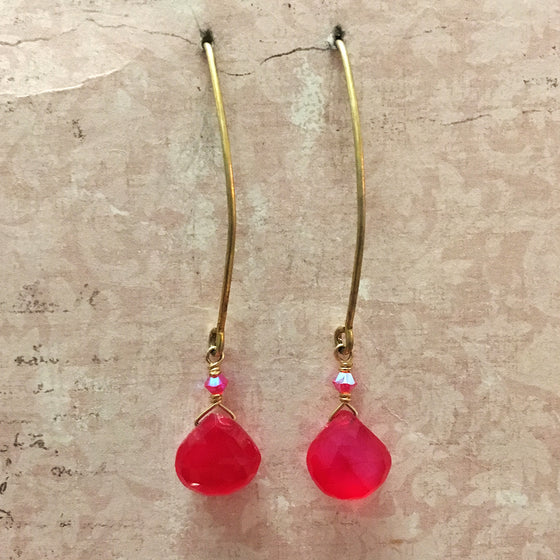Fuchsia Briolette Arc Earrings