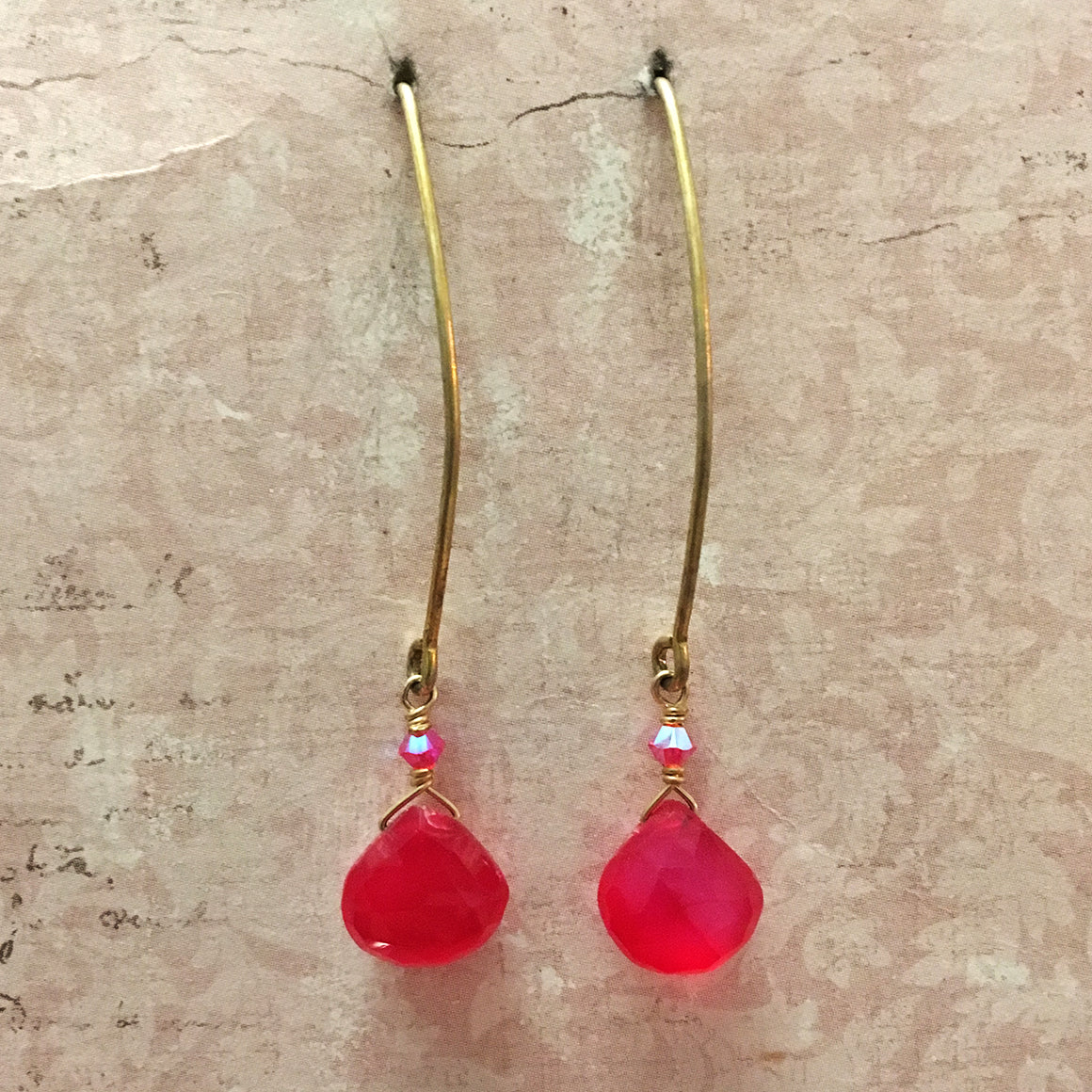 Fuchsia Briolette Arc Earrings