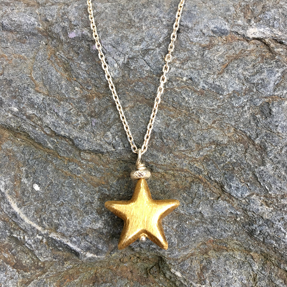 Gold Star on Silver Chain Necklace