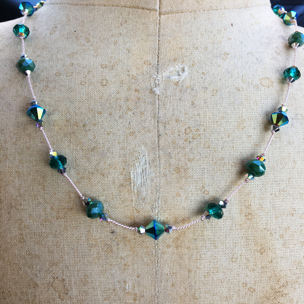 Green and Turquoise Crystal Dotted Necklace