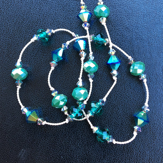 Green and Turquoise Crystal Dotted Necklace
