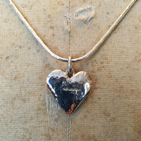 Hallmarked Solid Silver Flat Heart Necklace