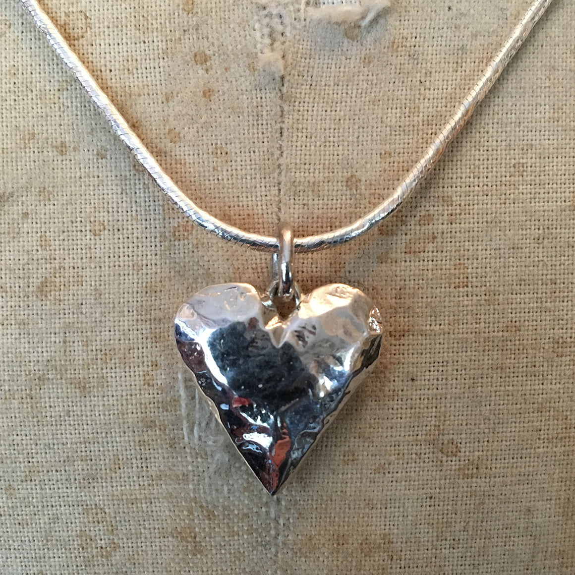 Hallmarked Solid Silver Small Fat Heart Necklace