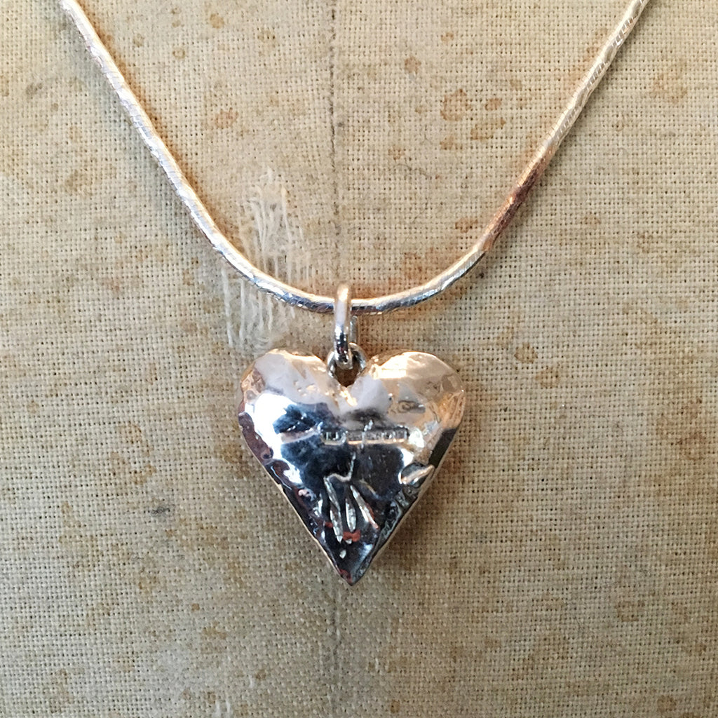 Hallmarked Solid Silver Small Fat Heart Necklace