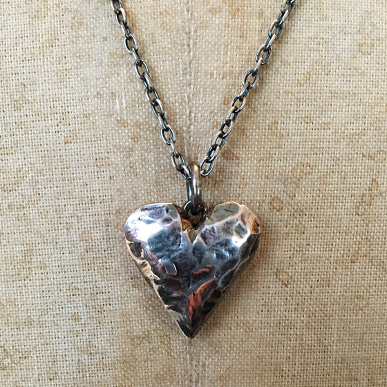 Hallmarked Solid Silver Small Fat Heart Necklace