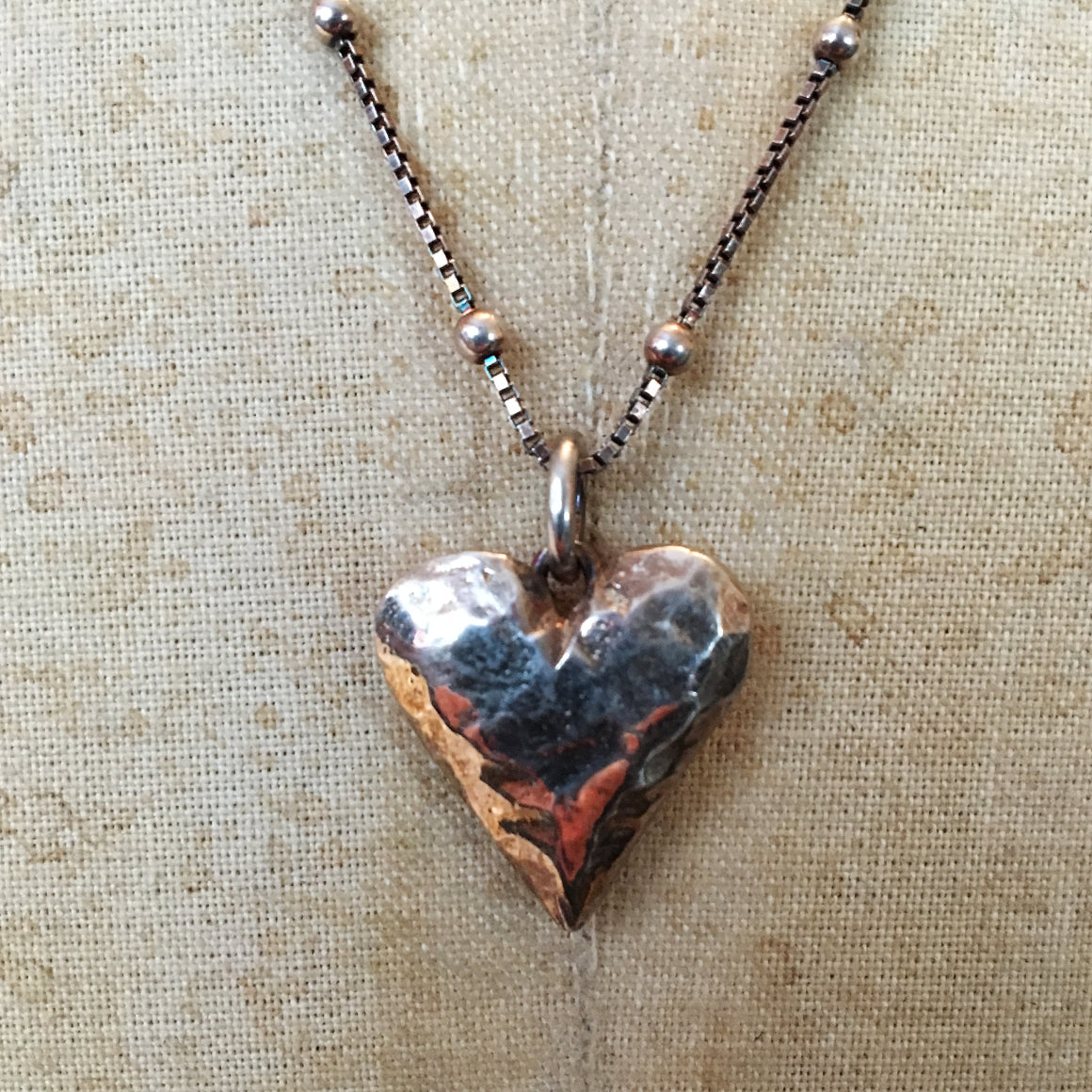 Hallmarked Solid Silver Small Fat Heart Necklace