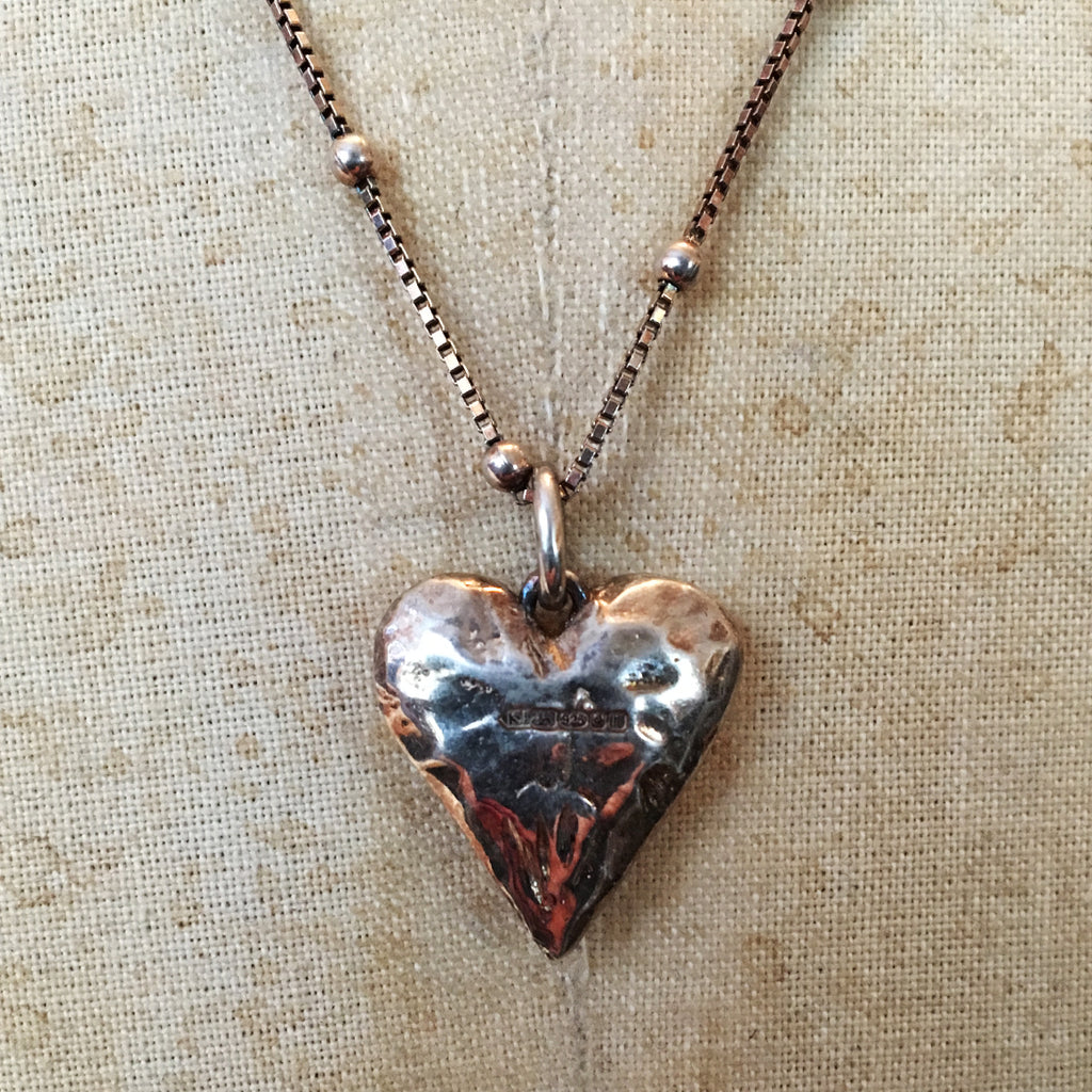 Hallmarked Solid Silver Small Fat Heart Necklace