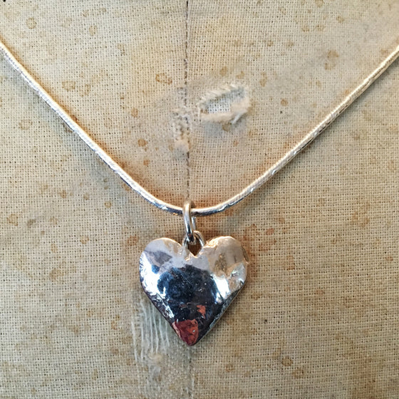 Hallmarked Solid Silver Small Flat Heart Necklace