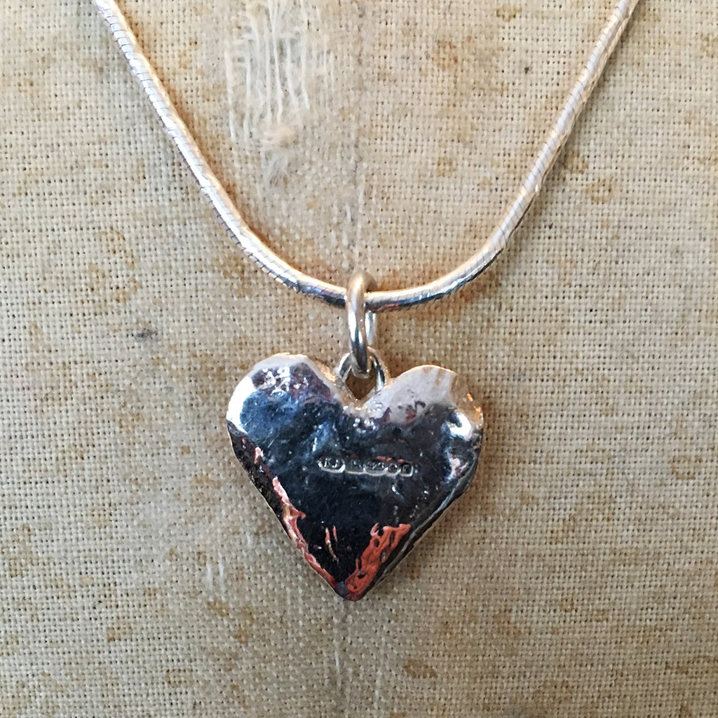 Hallmarked Solid Silver Small Flat Heart Necklace