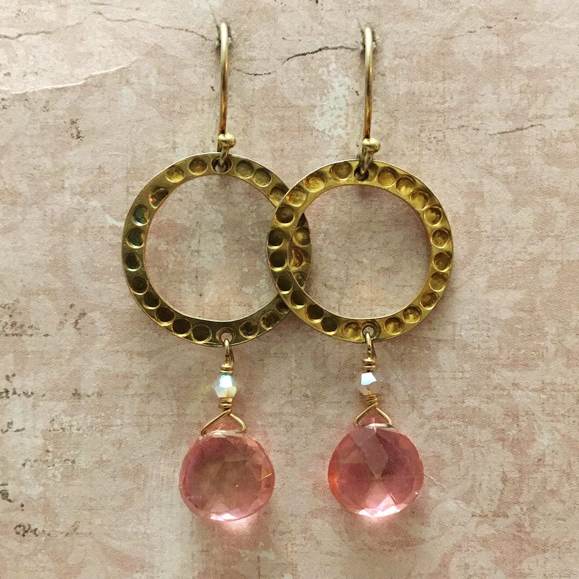 Halo and Pink Topaz Earrings