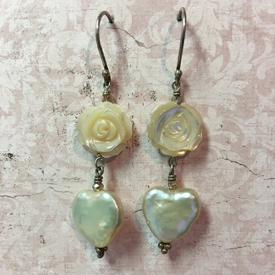 Heart and Rose Earrings