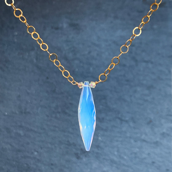 Beautiful Faceted Opalite on a Round Loose Link Gold Filled Chain