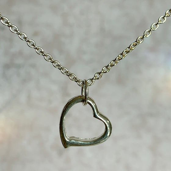 Open Heart on Silver Chain Necklace