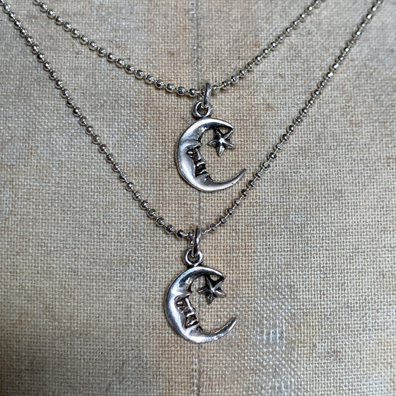 Silver Man in the Moon Necklace