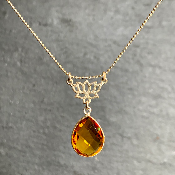 Lotus Blossom with Hanging Stone Necklace