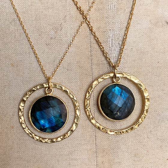 Gold Halo & Labradorite Necklace