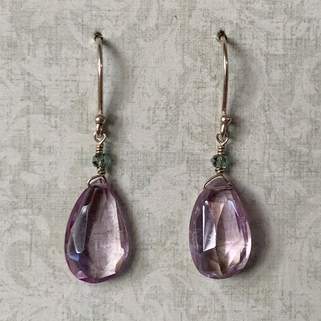 Pink Amethyst Faceted Drop Earrings