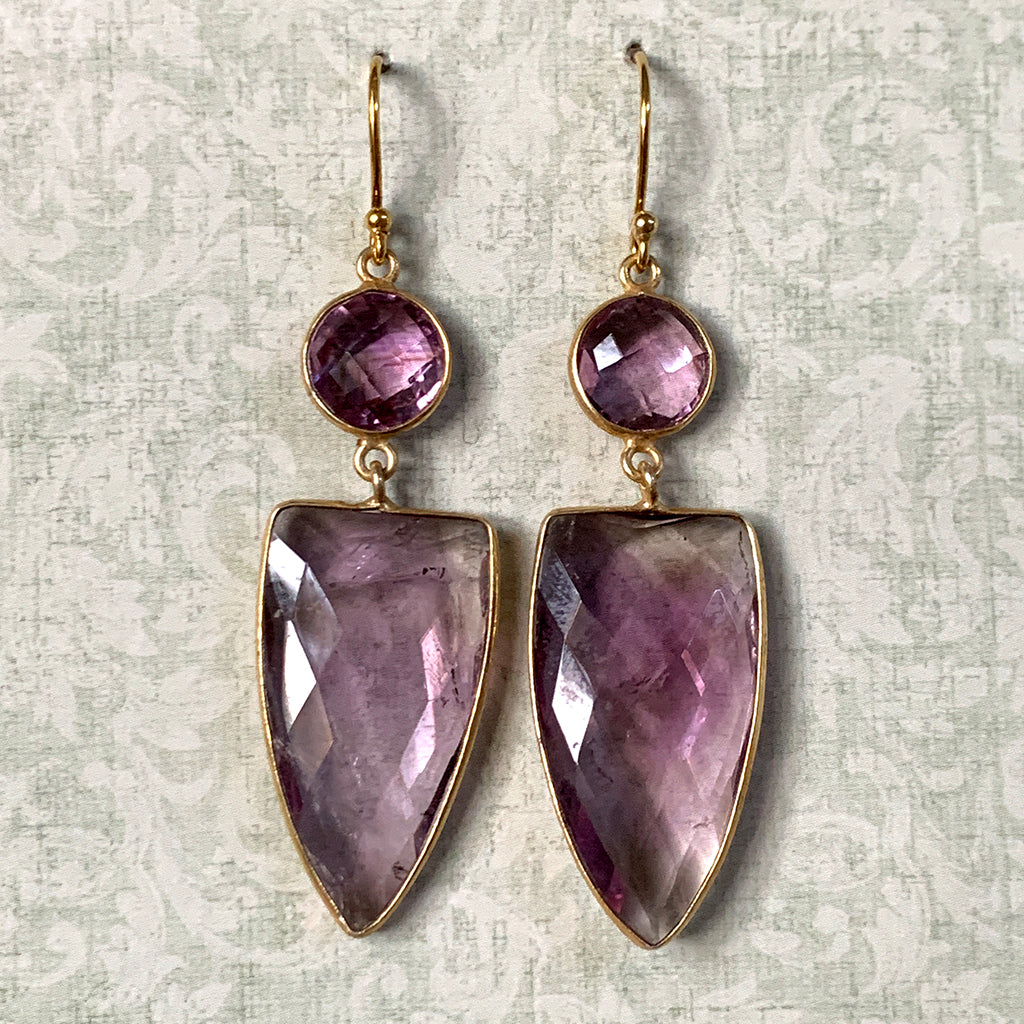 Pale Amethyst Shield Earrings