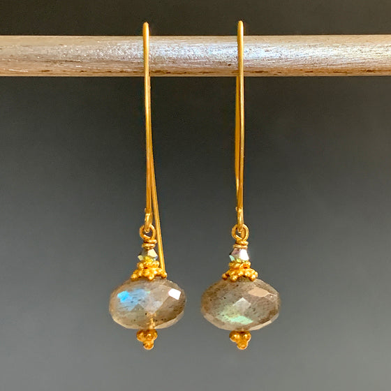 Faceted Rondel Labradorite Collared Arc Earring