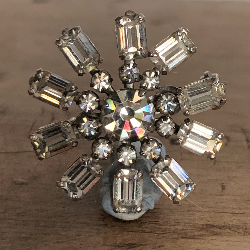 Vintage Diamante Snowflake Brooch