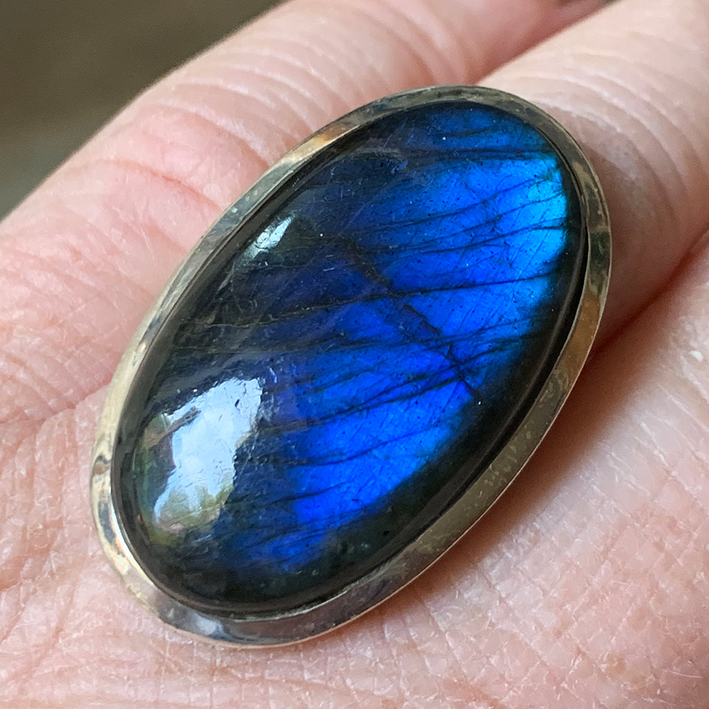 Incredible AAA Quality Large Oval Labradorite Ring