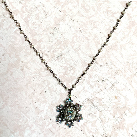 Pearl & Crystal Snowflake Necklace