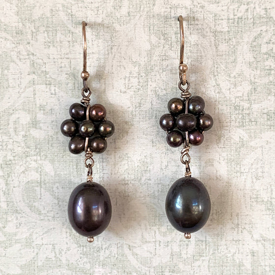 Pearl Flower & Drop Pearl Earrings