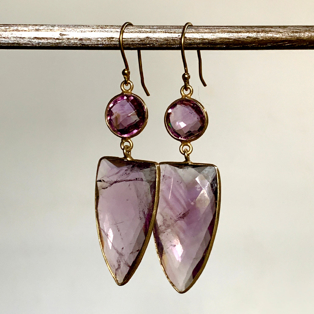 Pale Amethyst Shield Earrings