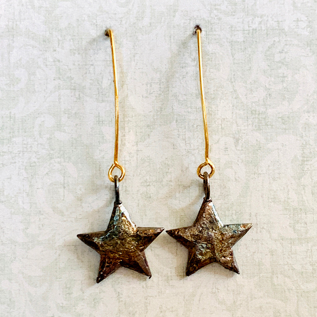 Oxidised Pewter Stars on Arc Earrings