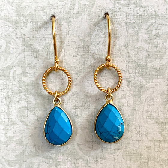 Turquoise Howlite & Hoop Earrings